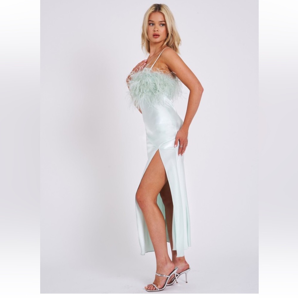 Miss circle green feather top dress